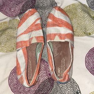 TOMS Women’s Orange and Cream Striped Alpargata Classic Slip-ons - Size 7.5